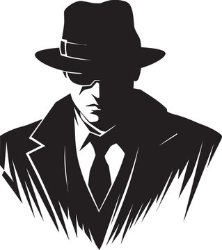Mobster Magnificence Mafia Crest Design Gangland Garb Suit and Hat Icon in Vector