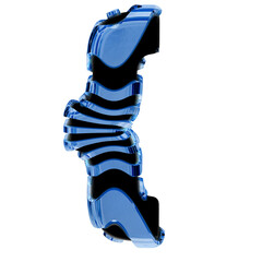 Black symbol with blue ice straps