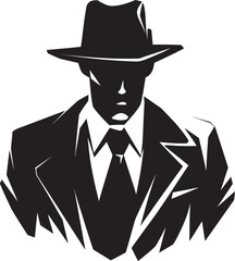 Mobster Monarchy Mafia Suit and Hat Logo Noir Nobility Vector Emblem of Mafia Elegance