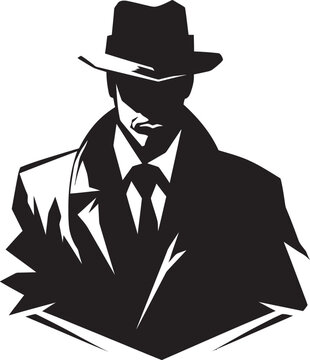 Elegant Enforcer Insignia Vector Icon of Mafia Attire Mafia Monogram Suit and Hat Emblem Design