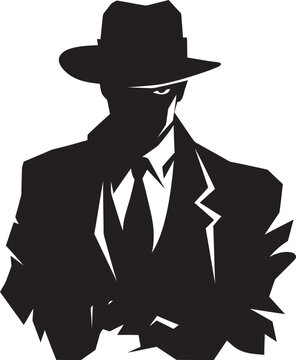 Dapper Don Icon Vector Logo of Mafia Boss in Suit Crime Syndicate Signature Suit and Hat Logo Design