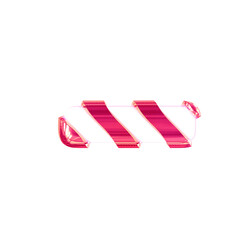 White symbol with thin pink diagonal straps