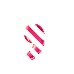 White symbol with thin pink diagonal straps