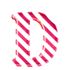 White symbol with thin pink diagonal straps. letter d