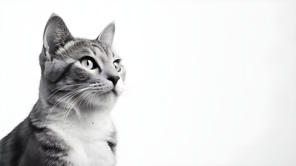 Black and White Cat on a White Background