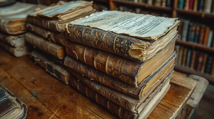 Old, Antique books, notes in the library