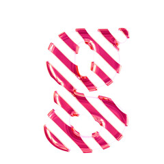 White symbol with thin pink diagonal straps. letter g