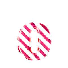 White symbol with thin pink diagonal straps. letter o