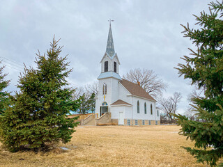 An old antique country church that still holds services