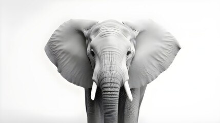 Black and White Elephant on a White Background