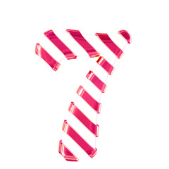 Fototapeta premium White symbol with thin pink diagonal straps. number 7