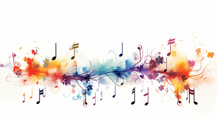 Music notes design illustration with colorful paint splashes, paint, splash, vector, color, design, grunge, art, ink, illustration, drop, decoration, texture, pattern, colorful, rainbow, music, spray