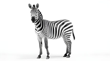 Black and White Zebra on a White Background
