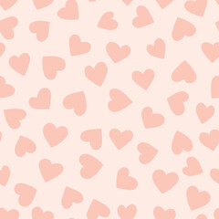 Seamless pattern of pink hearts. Vector illustration. Valentine day background. It can be used for wallpapers, cards, wrapping, patterns for clothing and others.