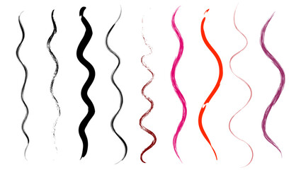 Set of red and black brushes and elements for notes, highlighting and underlining in text