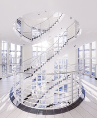 white spiral  staircase 
