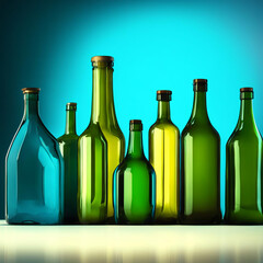 Glass bottles of unusual shape.