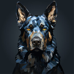 dog in geometric style with dark background