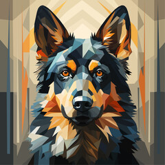 dog in geometric style with light abstract background