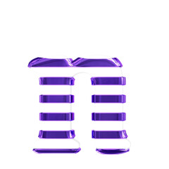 White symbol with thin purple horizontal straps. letter n