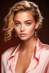 portrait of a woman Valentines makeup modern elegance rose gold
