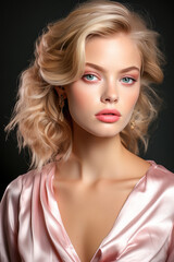 Fototapeta premium portrait of a woman Valentines makeup modern elegance rose gold