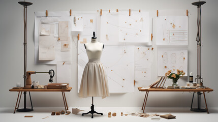  fashion designer's studio interior with mannequin