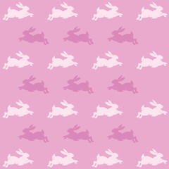 Hand drawn Cute Easter seamless pattern with bunnies, flowers, Easter eggs, beautiful background, great for Easter cards, banner, textiles, wall paper - vector design