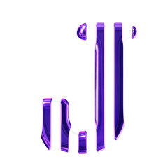 White symbol with thin purple vertical straps. letter j