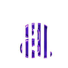White symbol with thin purple vertical straps. letter a