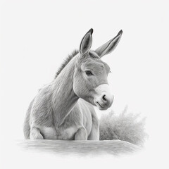 Pencil sketch cute mule head drawing picture - obrazy, fototapety, plakaty