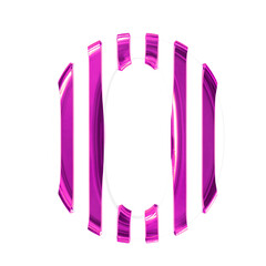 White symbol with thin purple vertical straps. letter o