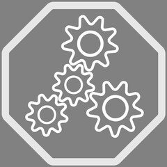 Four cogwheels in frame, illustration on grey background