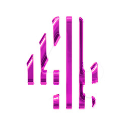 White symbol with thin purple vertical straps. number 4