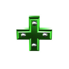 Green symbol with metal rivets