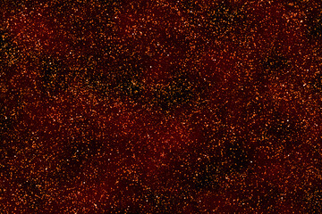 Red starry night sky background. Galaxy space. Glowing stars in space. New Year, Christmas and Celebration background concept.  