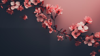 Cherry blossom branches on dark background. Floral background.