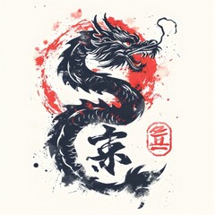 A fierce Chinese Dragon illustration, lunar new year. AI Generated