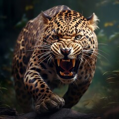 Aggressive big fierce leopard images Generative AI
