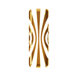 White symbol with gold thin vertical straps. letter i