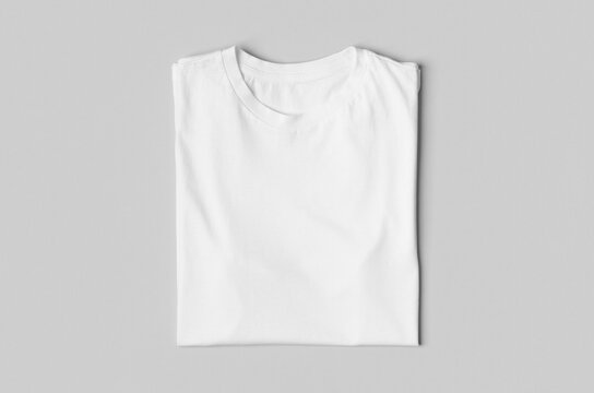 Folded men's crew neck t-shirt mockup.