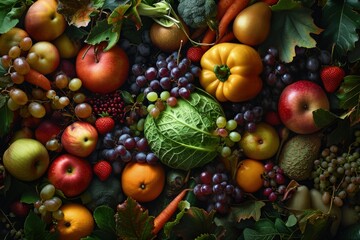 Naklejka na ściany i meble Close Up of Assorted Fresh Produce