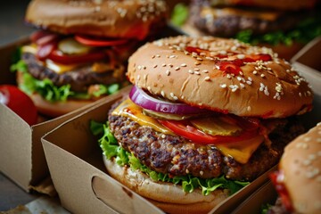 Close up of a Box of Hamburgers - Powered by Adobe