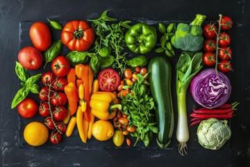 Assorted Fruits and Vegetables, A Vibrant Display of Natures Bounty