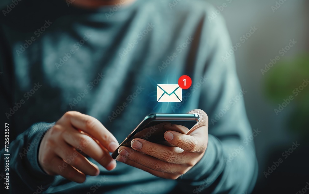 Fototapete Mail Communication Connection message to mailing contacts inbox to view the pending e-mail 