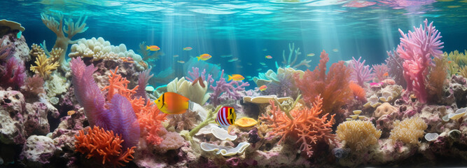 Fototapeta na wymiar Colorful corrals underwater, generative AI