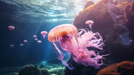 Jellyfish underwater, generative AI