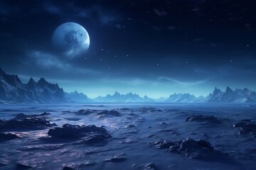Multicolor neon glow, night sky with space galaxies. Empty scene, landscape