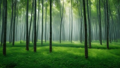 Misty bamboo forest background  - obrazy, fototapety, plakaty
