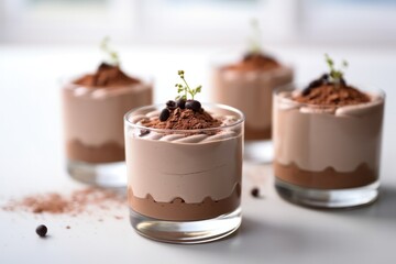 chocolate mousse classic desserts on minimal background. Sweet dessert catering.